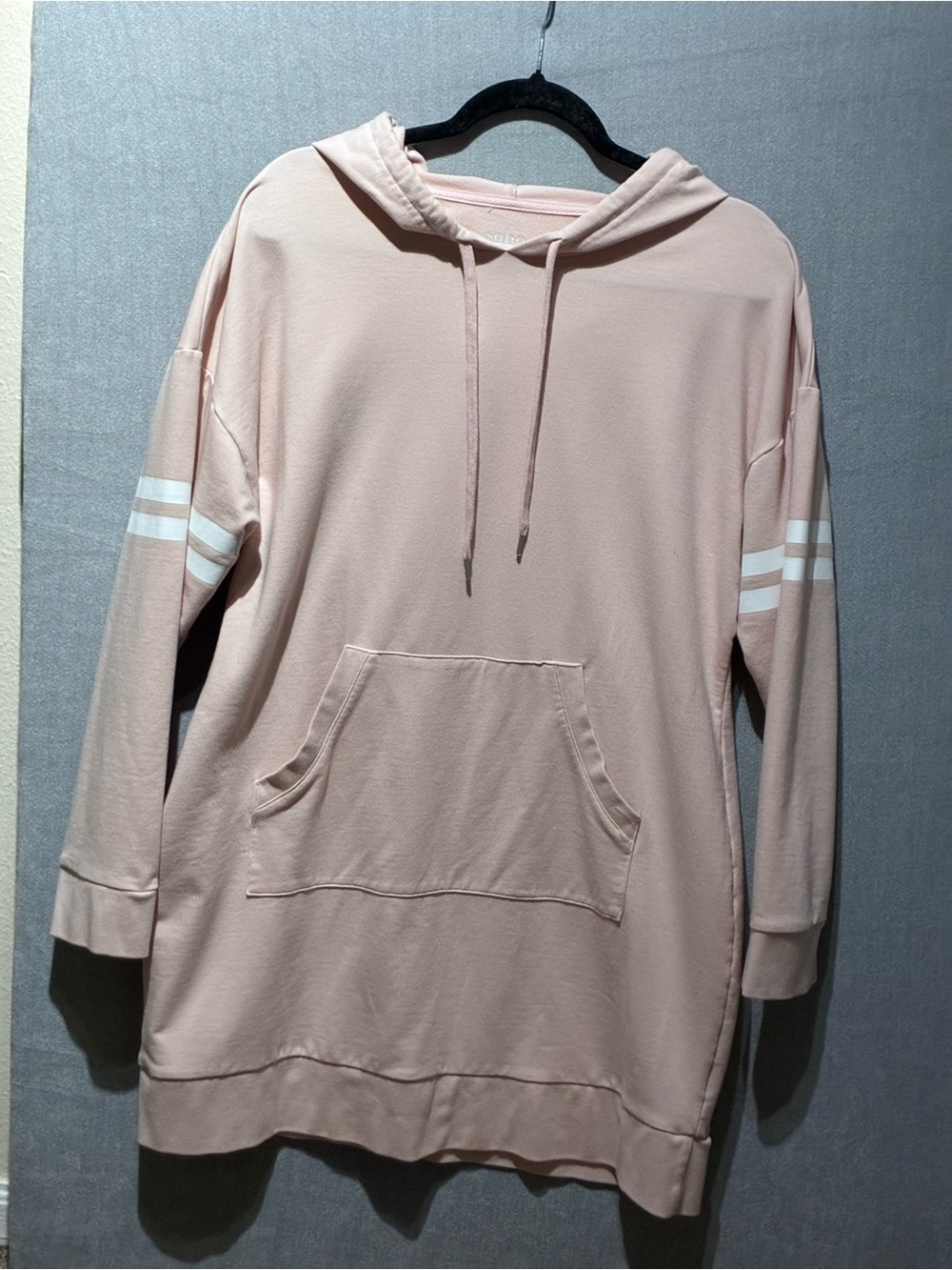 Soho Street New York & Company Blush Pink Striped Sleeve Hoodie Tunic Dress XL